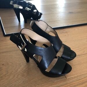 Black Leather Michael Kors Heels